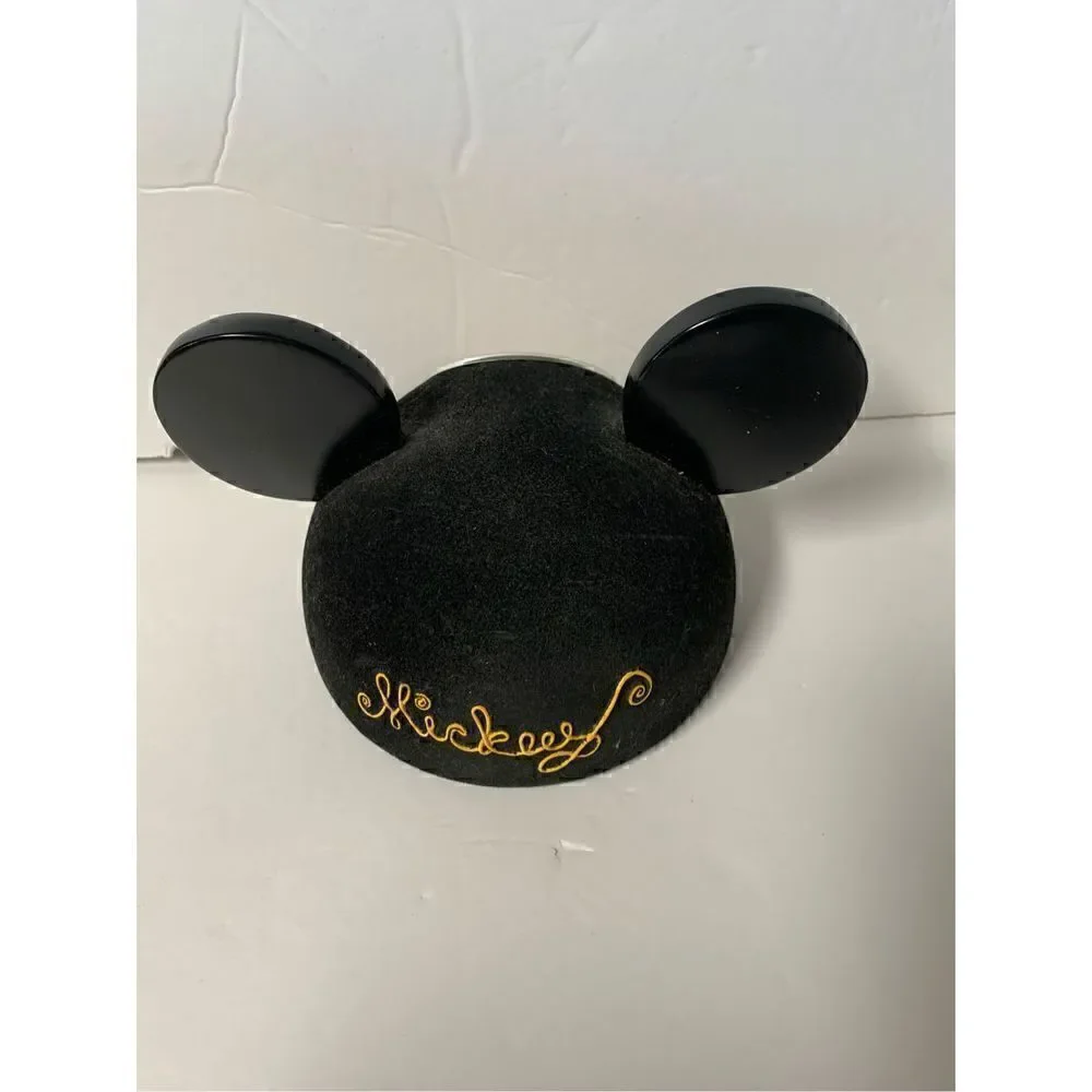 Disney Parks Mickey Mouse club black fuzzy ears clock-WORKS